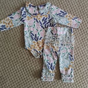 Ruffle Butts Floral Baby Outfit with Ruffle Details 6/12m
